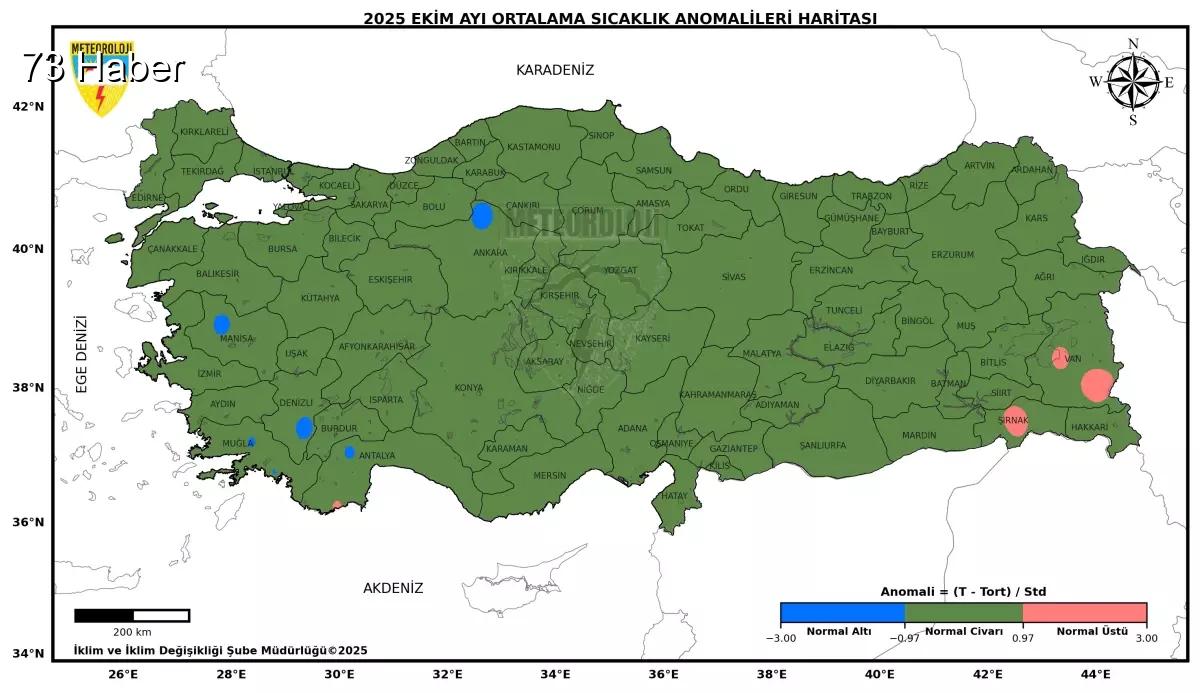 Şırnak'ın Cizre ilçesinde 2025 Ekim'de Sivas Kangal'da En Düşük, Şırnak...